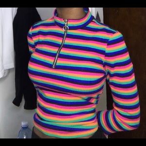 Almost Famous Tops - Colorful Striped Quarter-Zip turtle neck top❤️💙 Almost Famous Tops - Colorful Striped Quarter-Zip turtle neck top❤️💙
